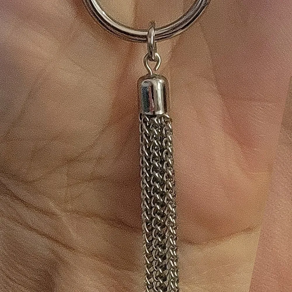 #Silver Tone Long Circle #Tassel #Necklace 26" Long #NWOT - Picture 4 of 6